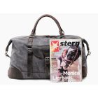 THUN NAGY KAPACÍTÁSÚ  VÁSZON-BŐR UTAZÓTÁSKA