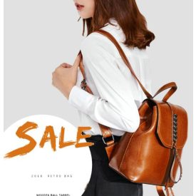 NARA 3  ŐZBARNA VALÓDI BŐR NŐI HÁTIZSÁK 