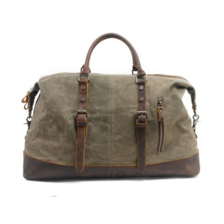 BOLZANO MILITARY ZÖLD OLAJVÁSZON - BIVALYBŐR UTAZÓTÁSKA