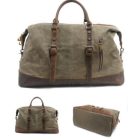 BOLZANO MILITARY ZÖLD OLAJVÁSZON - BIVALYBŐR UTAZÓTÁSKA